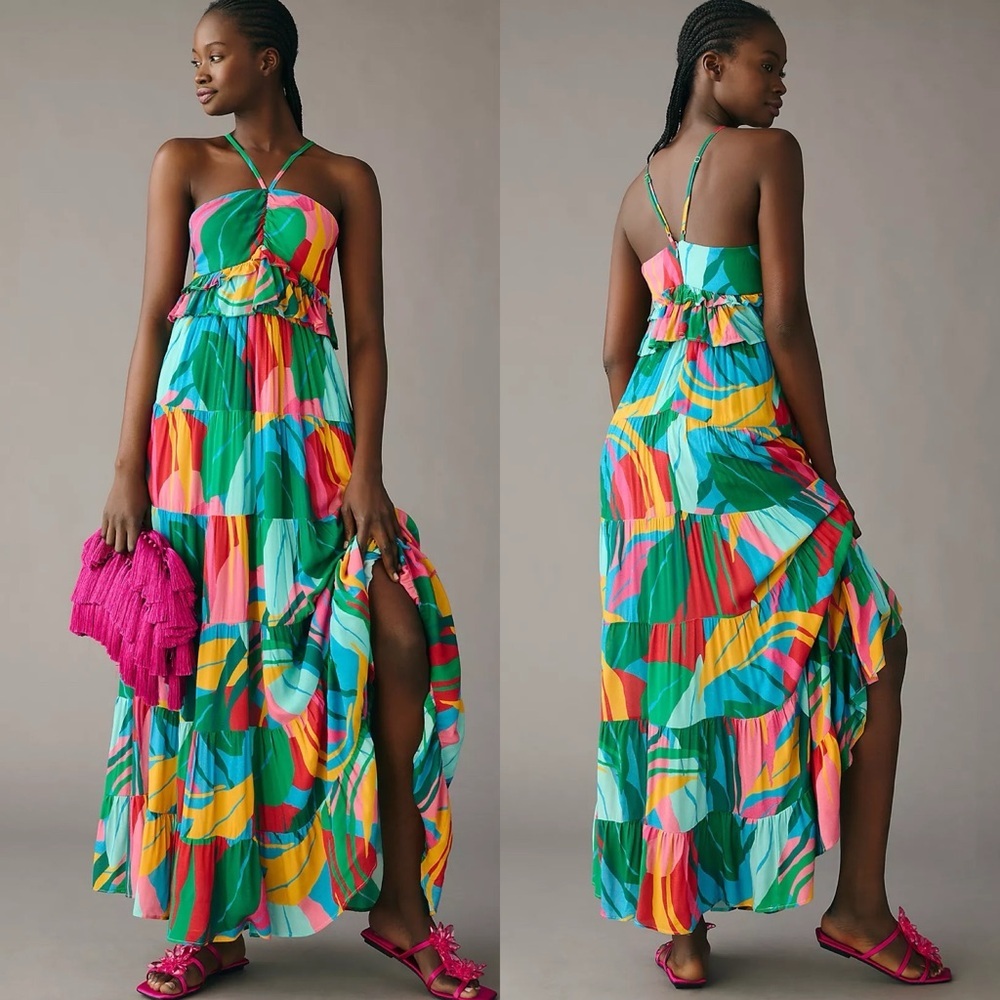 Anthropologie Hutch Ruffled Halter Dress